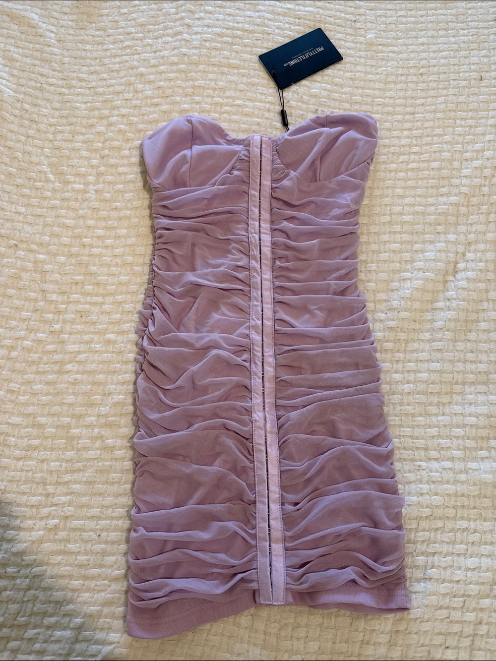 Strapless Ruched Lilac Bodycon Dress NWT